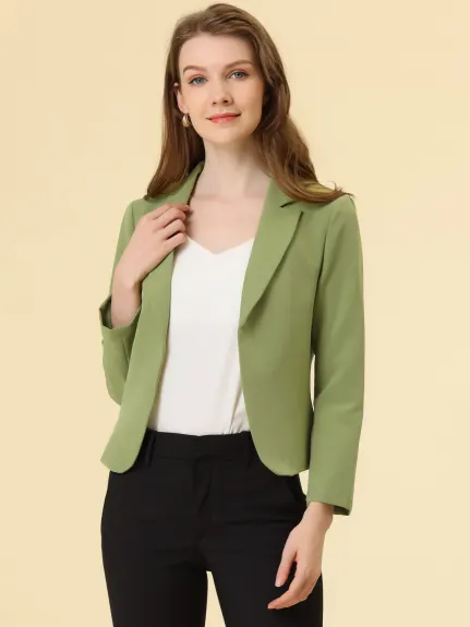 Allegra K- Veste blazer de costume court décontracté ouvert sur le devant