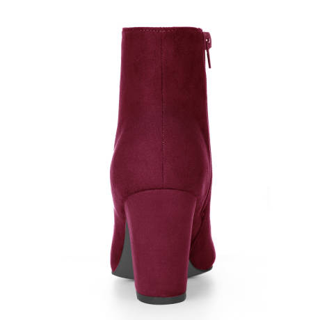 Allegra K- Side Zipper Round Toe Block Heel Ankle Boots