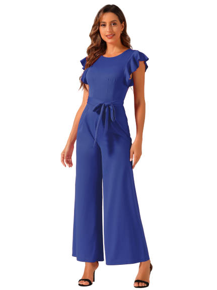 Allegra K- Sleeveless Ruffle Wide Leg Romper Jumpsuit