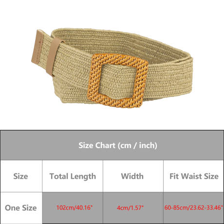 Allegra K- Elastic Stretch Woven Belt Retro Square Buckle