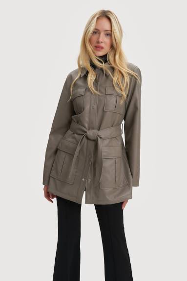 Noize - Jutta Mid Length Vegan Leather Coat