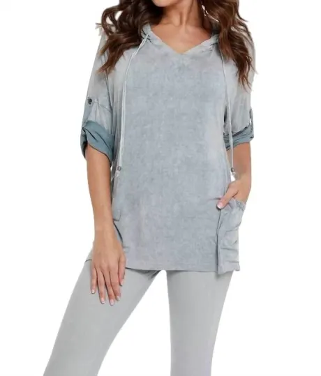 ANGEL - Hooded Drawstring Tunic Top