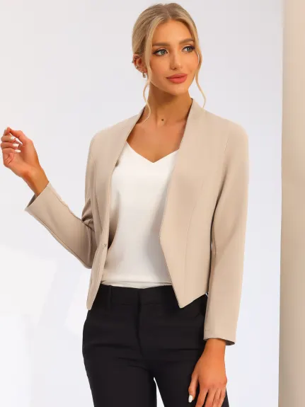 Allegra K- Office Suit Veste blazer courte sans col