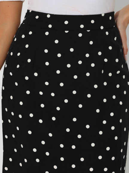 Allegra K - Polka Dots Casual High Waist Midi Skirt