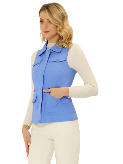 Allegra K- veste zippée avec poches Cargo Utility Vest