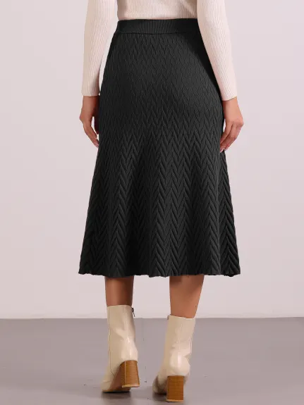 Allegra K - High Waist A-Line Stretchy Knit Skirt