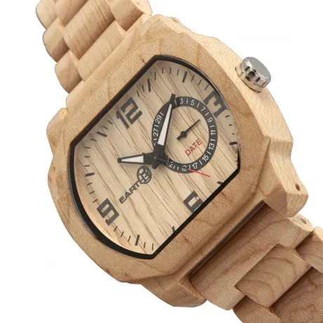 Earth Wood - Scaly Bracelet Watch w/Date - Olive