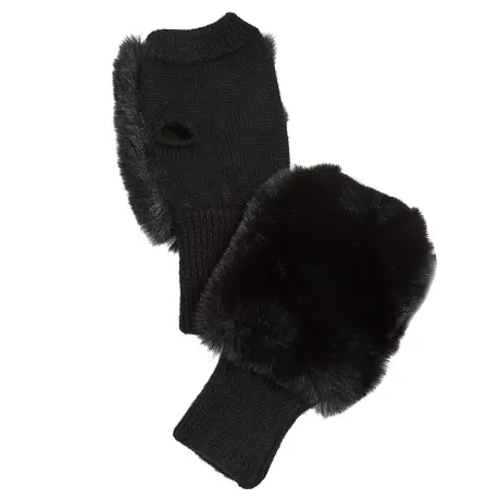 jocelyn - Faux Fur Pull Through Scarf And Mitten Set