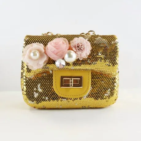 doe a dear - Floral Appliques Sequin Purse