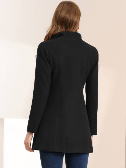 Allegra K- Shawl Collar Button Long Overcoat