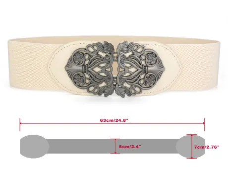 Allegra K- Wide High Stretchy Waist Belt with Metal Buckle