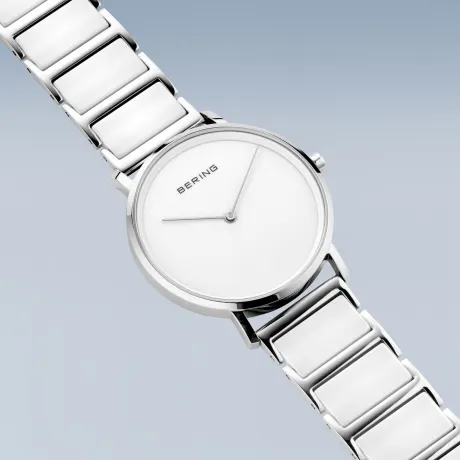 BERING - 35mm Ladies Ceramic Stainless Steel Watch In Silver/White