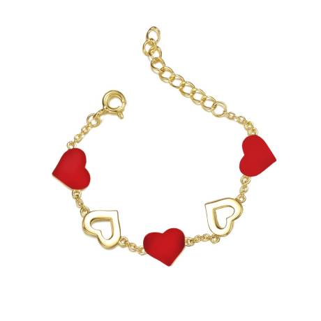 Rachel Glauber Bracelet pour tout-petit RG 14k plaqué or jaune Forever Heart, longueur réglable, 1-6 ans