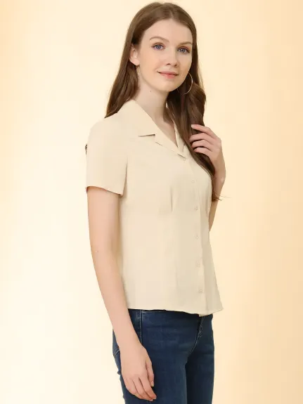 Allegra K - Summer Lapel Collar Button Down Shirt