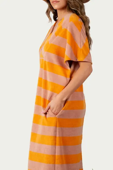 LUCCA - Striped Cotton-Terry Maxi Dress