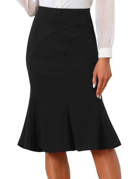 Allegra K- High Waist Flare Hem Midi Fishtail Skirt