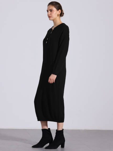 Allegra K - Knit Cowl Neck Midi Dress