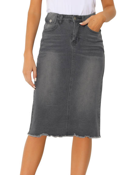 Allegra K- Back Slit Denim Skirt Pack, Blue Combo 2