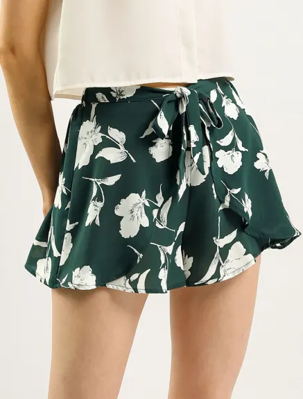 Allegra K- Summer Elastic Waist Beach Floral Shorts