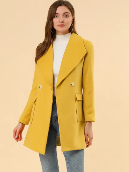 Allegra K- Trench-coat long ceinturé à revers et col châle