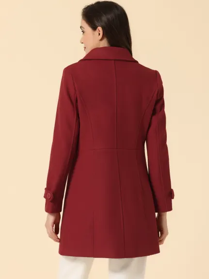 Allegra K- Peter Pan Collar Single Breasted Button Front Coat