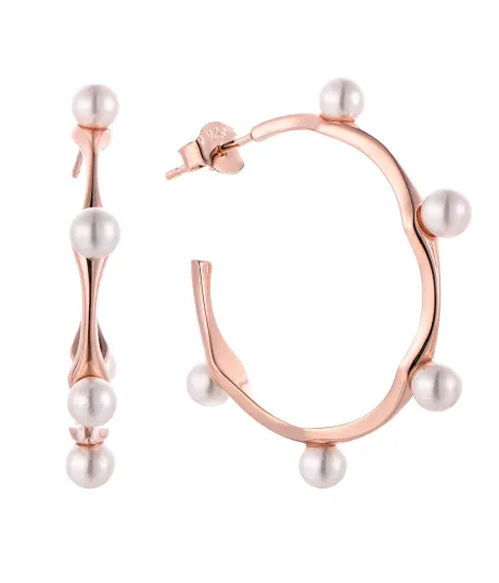 Waterproof Pearl Beads Round Half Hoop Earring