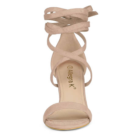 Allegra K- One Strap Block Heel Lace Up Sandals