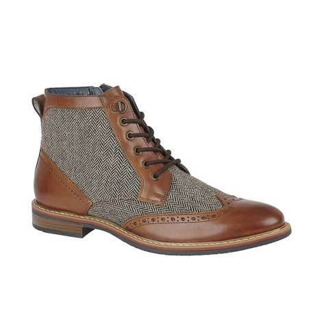 Roamers - Mens Herringbone Leather Ankle Boots