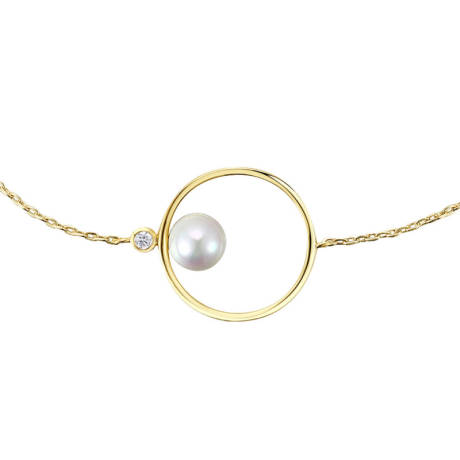 Genevive Sterling Silver 14k Gold Plated with White Genuine Freshwater Pearl Asymmetrical Wire Delicate Bracelet