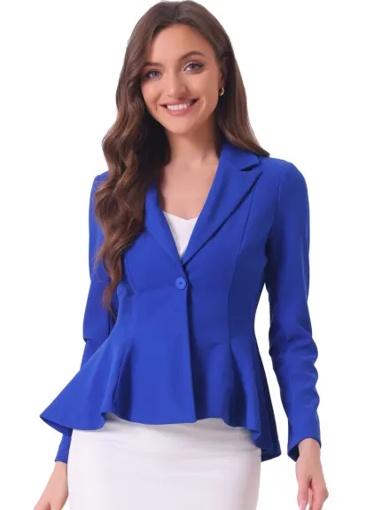 Allegra K - Single Button Dressy Peplum Blazer