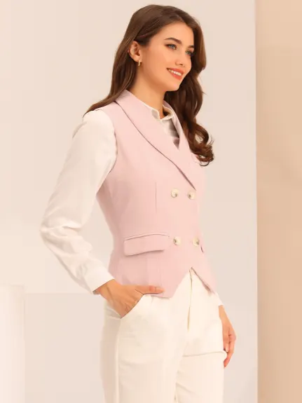 Allegra K- Gilet de costume dos nageur boutonné à revers châle