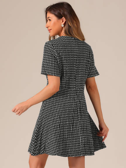 Allegra K - Plaid Mini Length A-Line Dress