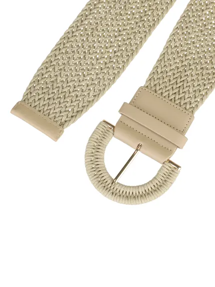 Allegra K- Wide Woven Braided Chunky Buckle Belt