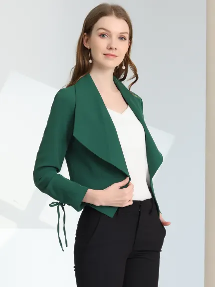 Allegra K- Open Front Crop Blazer Jacket