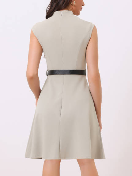 Allegra K- Elegant Split Neck Sleeveless Dress