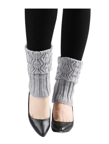 Allegra K- Jambières tricotées côtelées longueur genou pour femmes