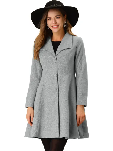 Allegra K- Wide Lapel Single Breasted Outerwear Trench Overcoat