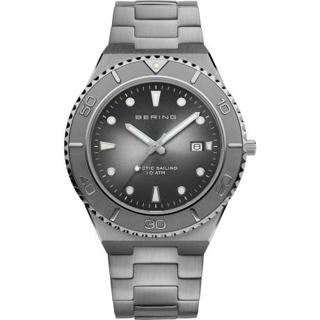 BERING - Montre classique en acier inoxydable pour homme de 43 mm en argent/argent