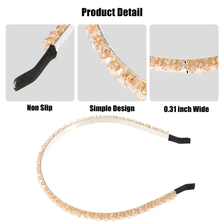 Unique Bargains- 2 Rows Rhinestone Hairband Headband