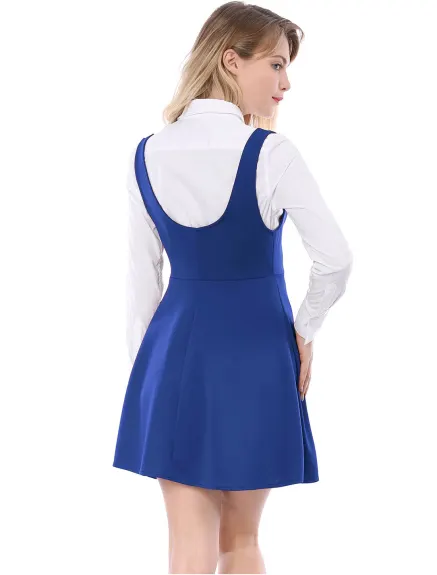 Allegra K - Button Decor Pinafore Suspenders Skirt