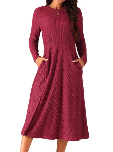 Allegra K - Spring Fall Knit A-Line Midi lONG Dress