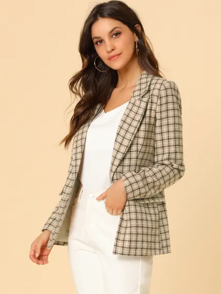 Allegra K- Notched Lapel Hip Length Blazer Suit