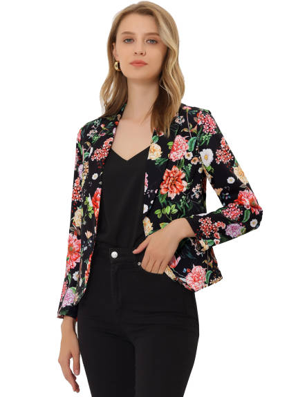 Allegra K- Open Front Casual Crop Suit Blazer Jacket