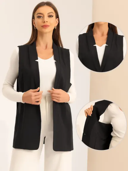 Allegra K- Gilet blazer ouvert à col à revers sur le devant