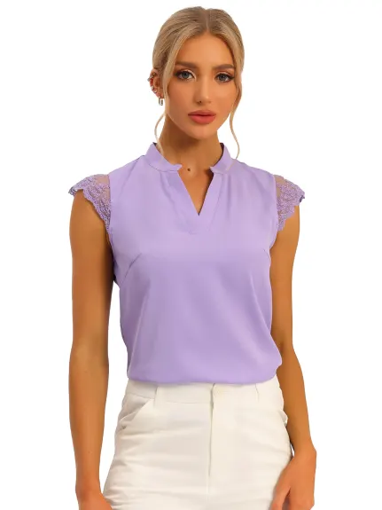 Allegra K- V Neck Sleeveless Blouse