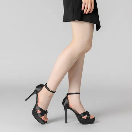 Allegra K - Sandales à talons ultra hauts et plateforme en satin avec nœud