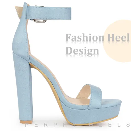 Allegra K- Platform High Chunky Heel Ankle Strap Sandals