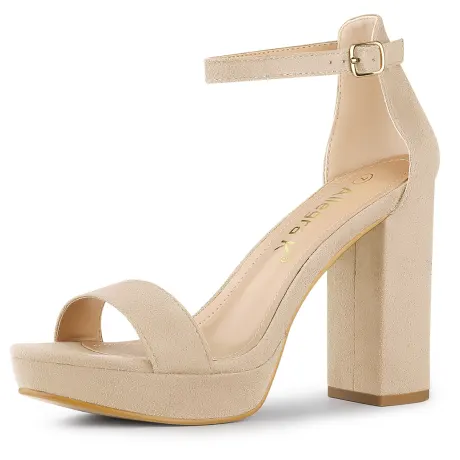 Allegra K - Platform Ankle Strap Chunky High Heel Sandals