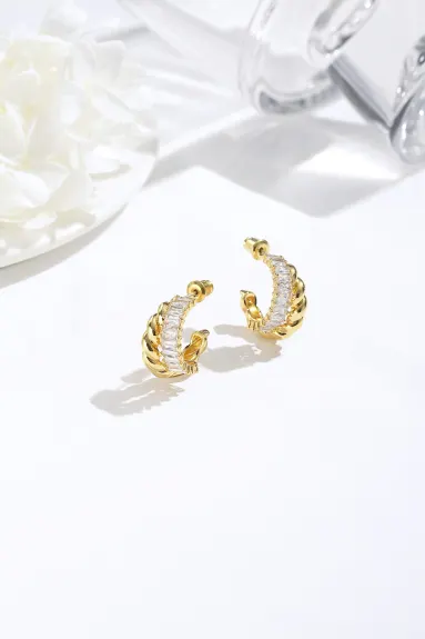 Classicharms-Gold Twisted Hoop Earrings