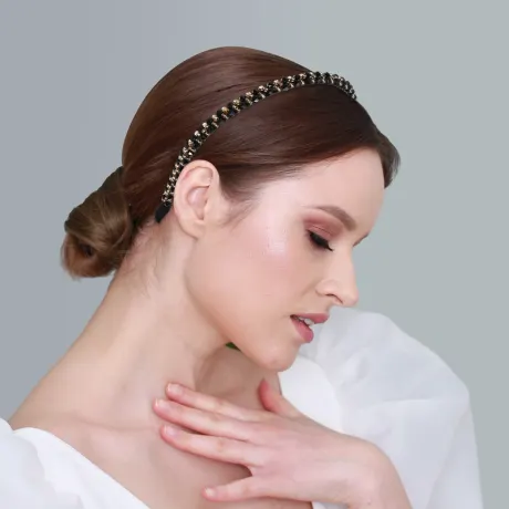 Unique Bargains- 2 Rows Rhinestone Hairband Headband